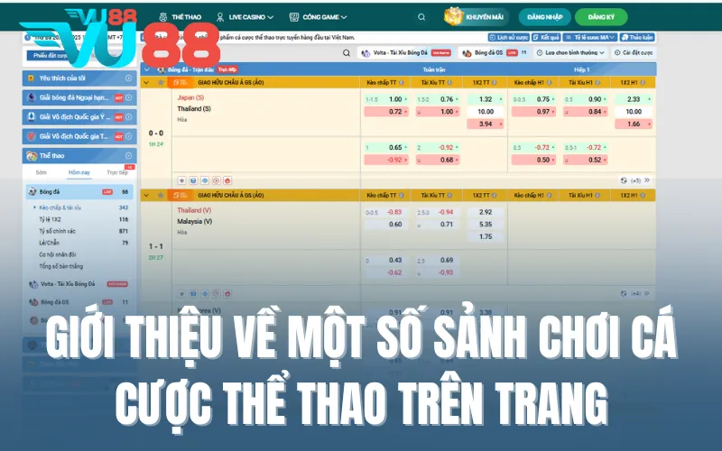 Giới thiệu về một số sảnh chơi cá cược thể thao trên trang